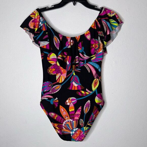 TRINA TURK Off The Shoulder Ruffle One Piece Swimsuit Size Small - Picture 9 of 9